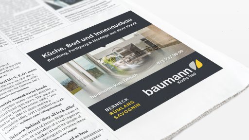 Referenz Grafik Zeitungsinserat Baumann Küchen Printmedien