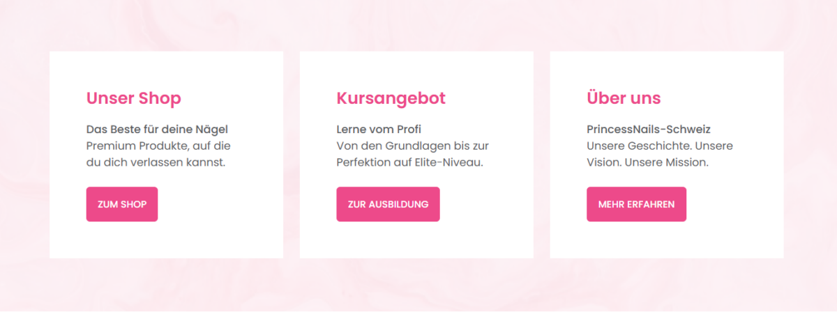Webdesign Princessnails Schweiz 1