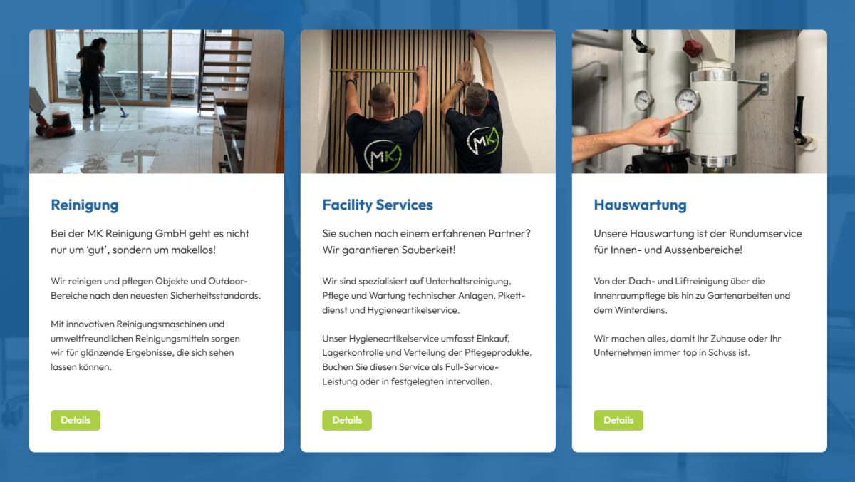 Webdesign MK Reinigung GmbH 2